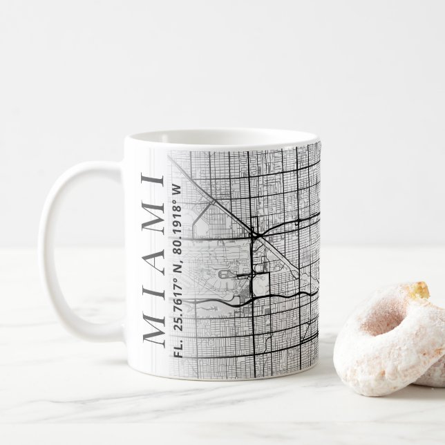 Carte de Miami, Floride | Café Mug (Avec donut)