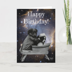 Carte De mignons chiots Vintages dans le bain