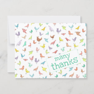 Carte De mignons Oiseaux arc-en-ciel Merci beaucoup