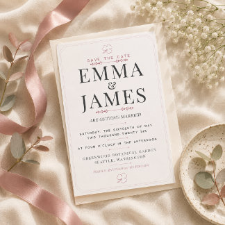 Carte de mise à jour de date de mariage Rose Pouss