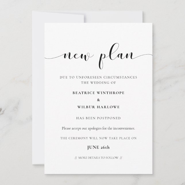 Carte de mise à jour élégante pour un mariage repo (Devant)