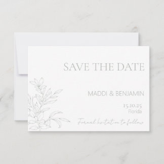 Carte de mise en garde florale verte sauge minimal