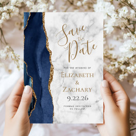 Carte de mise en garde mariage élégante en marbre