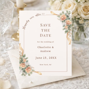 Carte de mise en garde mariage florales champagne 