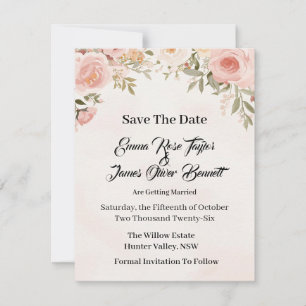 Carte de mise en garde romantique florale