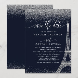 Carte de mise en garde Tour Eiffel de Paris Navy A