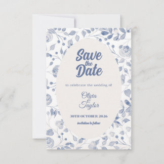 Carte de mise en vente à l'aquarelle bleue poussié