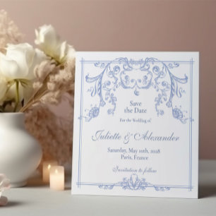 Carte de mise en vente baroque bleu poussiéreux