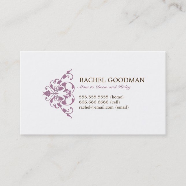 Carte de momie florale moderne / Carte d'appel per (Devant)