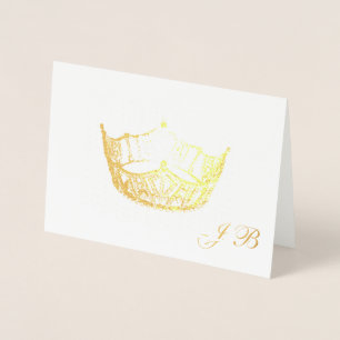 Carte de monogramme de la Couronne Gold Foil Miss 