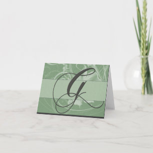 Carte de monogramme de vert sauge - G initial