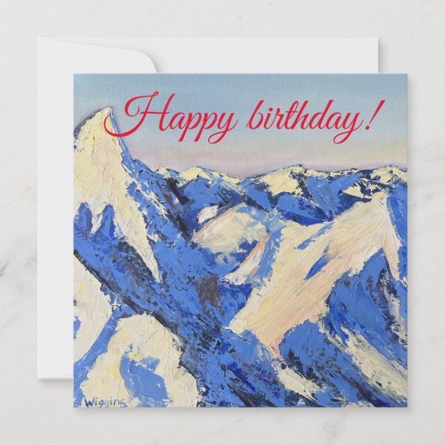 Carte de montagne bleue pour anniversaire (Devant)