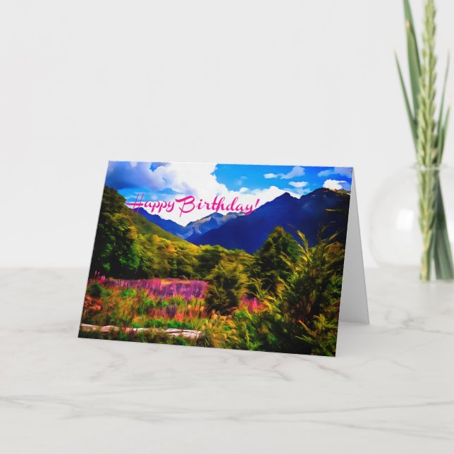 Carte de montagnes de joyeux anniversaire (Devant)