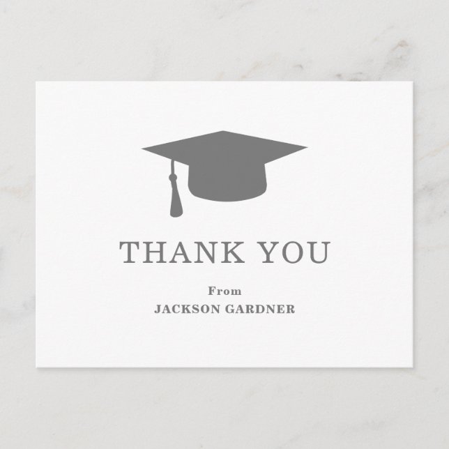 Carte de mortier gris simple Graduation moderne (Devant)