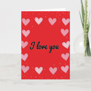 Carte de motif de cœurs rouges Love You