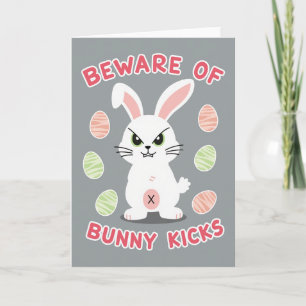 Carte de motif Lapin Attention aux coups de pied