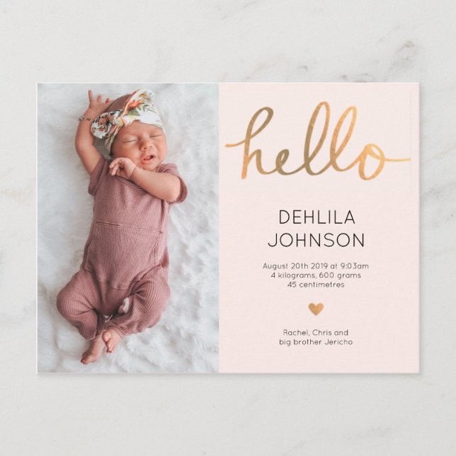 Carte de naissance bébé fille à annoncer (Devant)