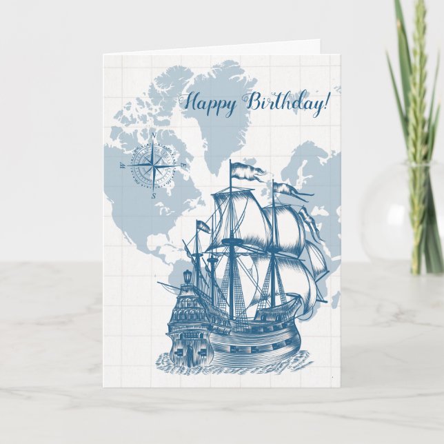 Carte de naissance bleue nautique (Devant)