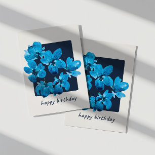 Carte de naissance florale aquarelle bleue fantais