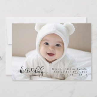 Carte de naissance moderne avec photo de bébé