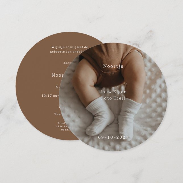 Carte de naissance personnalisée avec photo. (Devant / Derrière)