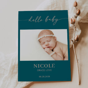 Carte de naissance photo bébé minimal Taupe