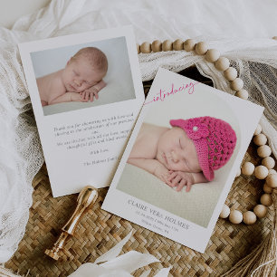 Carte de naissance photo bébé sous un arche rose c
