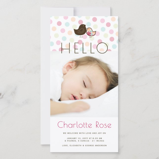 Carte de naissance photo Candy Damask Chicks (Devant)