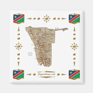 Carte de Namibie + Magnet des drapeaux