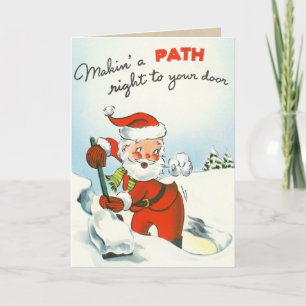 Carte de neige à lunettes Père Noël vintage
