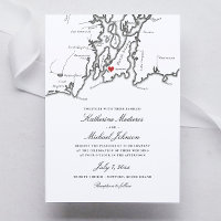 Carte de Newport Rhode Island Mariage noir et blan