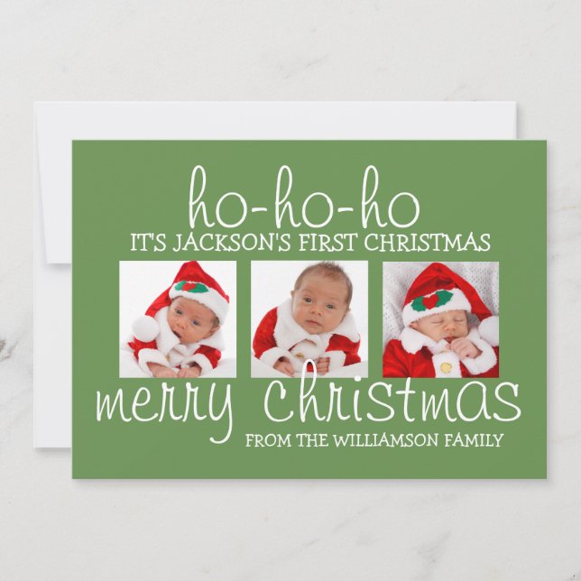 Carte de Noël 3 photo pour bébé (Devant)