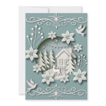 Carte de Noël 3D magique unique avec scène hiverna