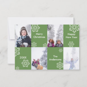 Carte de Noël 3x5 - 4 Photos Fond Vert