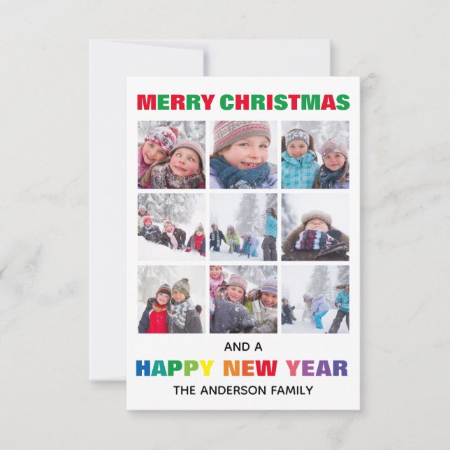 Carte de Noël 3x5 Collage Joyeux Noël Arc-en-ciel (Devant)