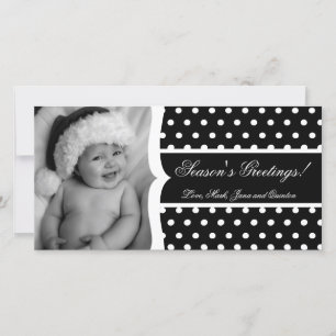 Carte de Noël 4x8 Black Polka Dot Frame