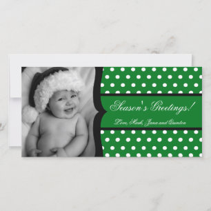 Carte de Noël 4x8 Green White Polka Frame
