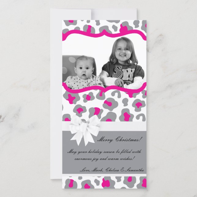 Carte de Noël 4x8 Gris rose Cheetah (Devant)