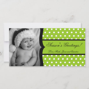 Carte de Noël 4x8 Lime blanc Polka cadre photo