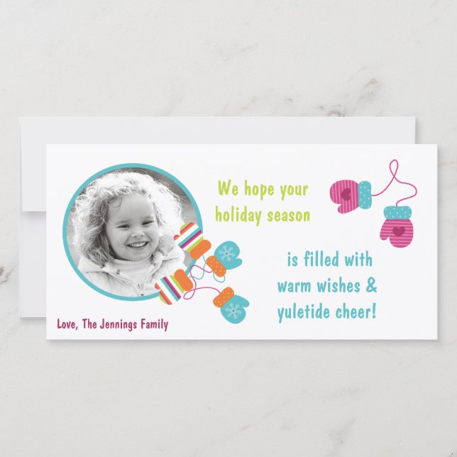 Carte de Noël 4x8 Modern Color Mitten (Devant)