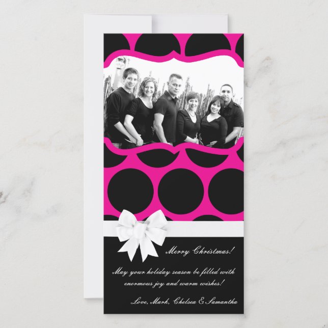 Carte de Noël 4x8 Pink Hot Palka Dot (Devant)