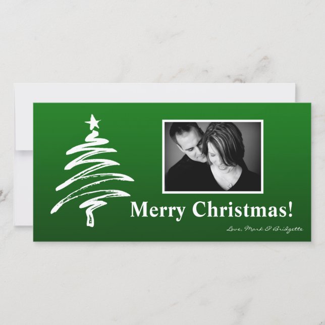 Carte de Noël 4x8 vert blanc XMAS TreePHOTO (Devant)