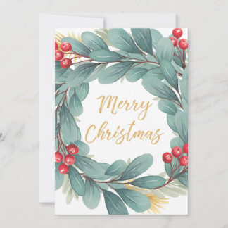 Carte de Noël 5"x7" avec illustration de guirlande