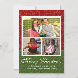Carte de Noël à 2 faces rouge et verte
