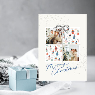 Carte de Noël à 2 photos avec bonhommes de neige e