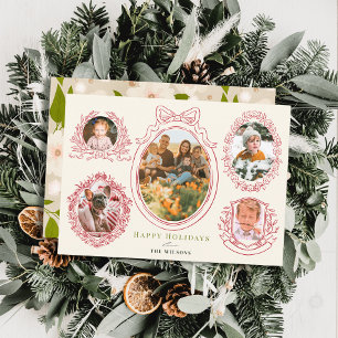 Carte de Noël à 5 photos avec rubans et motifs bot
