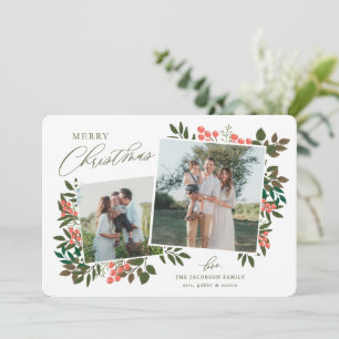 Carte de Noël à cadre botanique