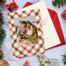 Carte de Noël à carreaux avec photo