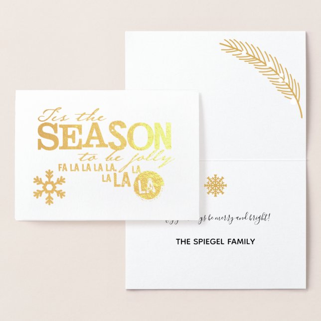 Carte de Noël à feuille d'or 'C'est la saison' (Affichage)