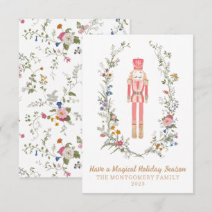 Carte de Noël à la fleur de ballet rose